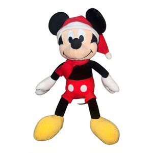 Disney Kohls Cares Classic Santa Mickey Mouse Preschool Plush 15" EUC